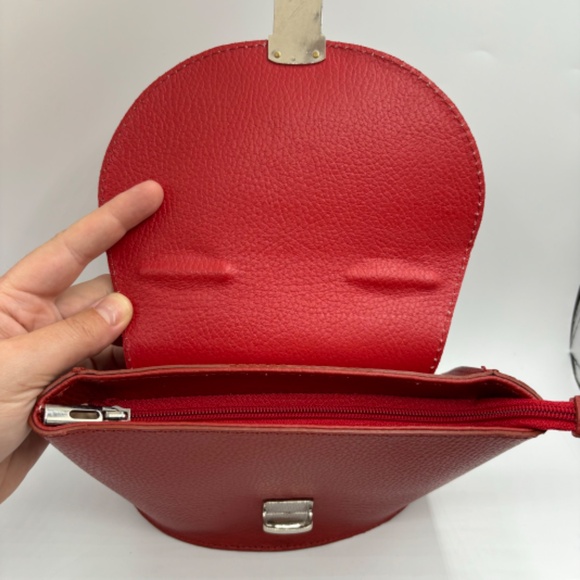 Red Carla Ferreri Rosso Handbag Cross Body Purse Made in Italy - Picture 10 of 13